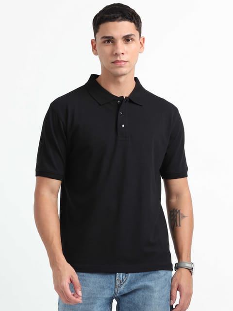 Caslay Organic Cotton - Black Polo T-Shirt