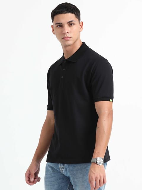 Caslay Organic Cotton - Black Polo T-Shirt