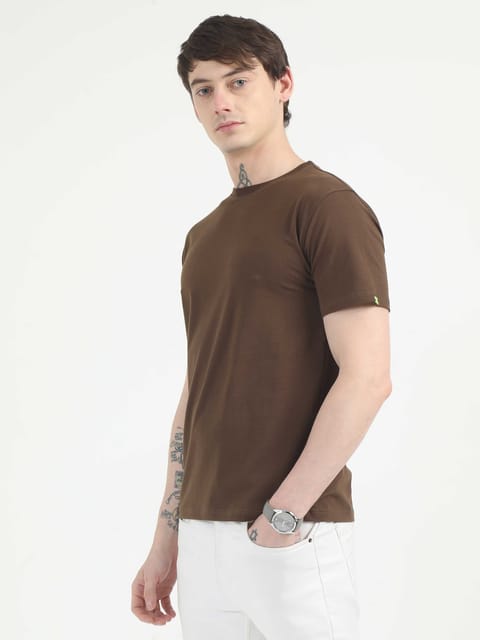 Caslay Organic - Chocolate Crew Neck Solid T-Shirt