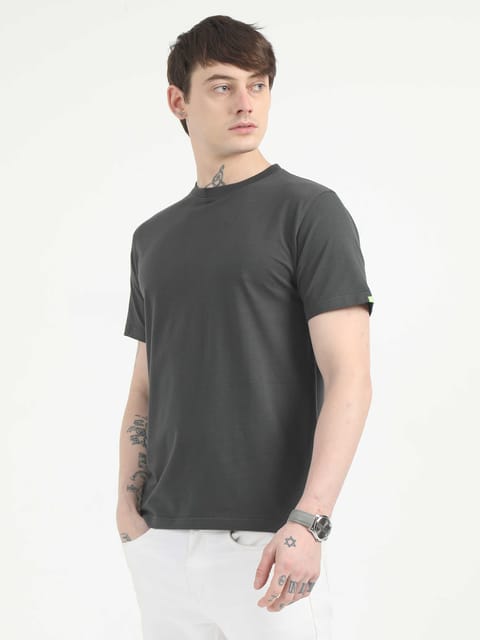 Caslay Organic - Carbon Grey Crew Neck Solid T-Shirt