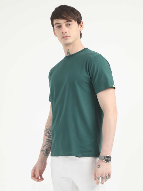 Caslay Organic - Forest Green Crew Neck Solid T-Shirt