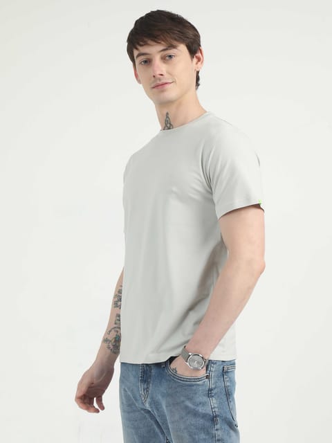 Caslay Organic - Stom Grey Crew Neck Solid T-Shirt