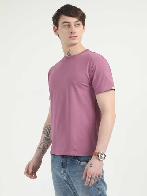 Caslay Organic - Purple Crew Neck Solid T-Shirt