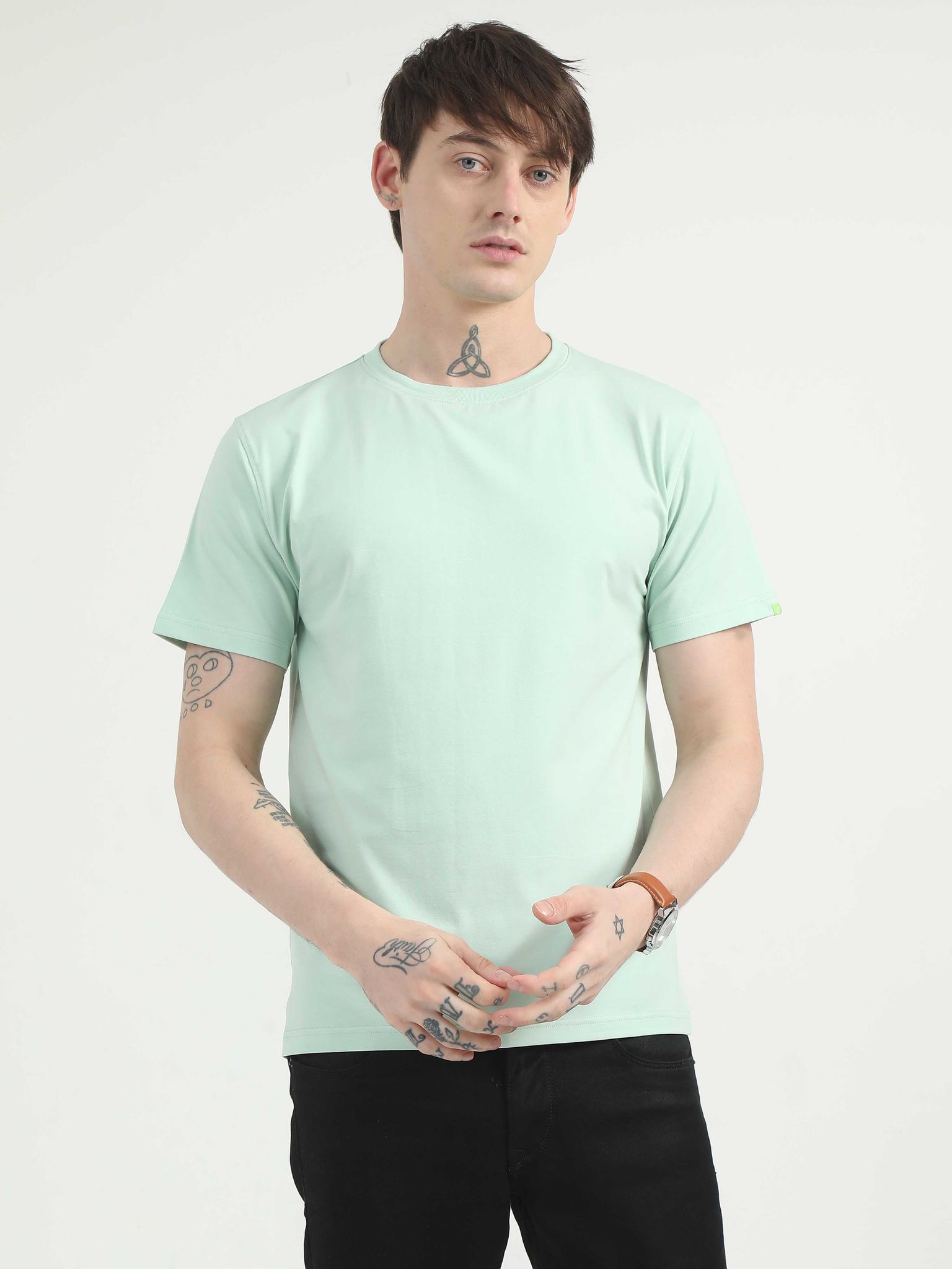 Caslay Organic - Jade Green Crew Neck Solid T-Shirt