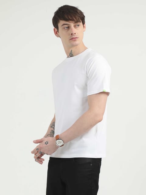 Caslay Organic - White Crew Neck Solid T-Shirt