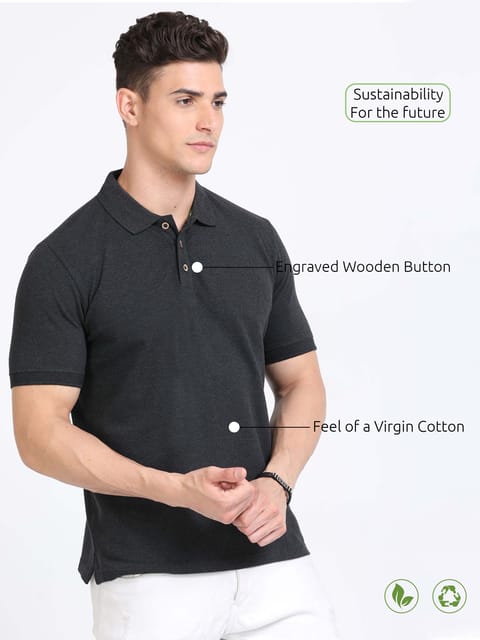 Sustainable Polo T-shirt - Charcoal