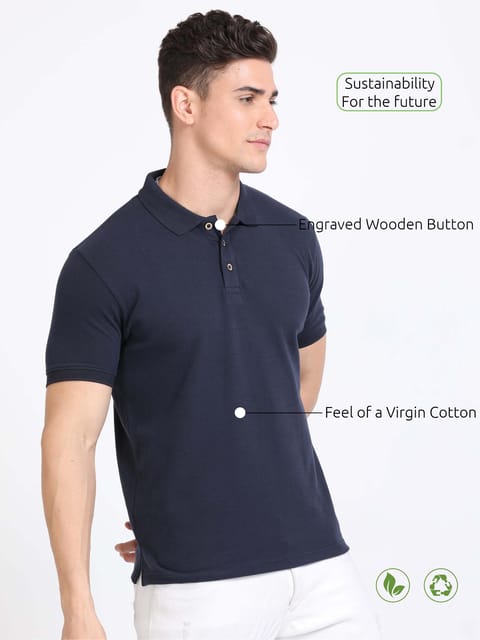 Sustainable Polo T-shirt - Navy Blue