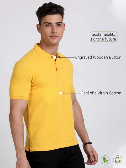 Sustainable Polo T-shirt - Mustard Yellow