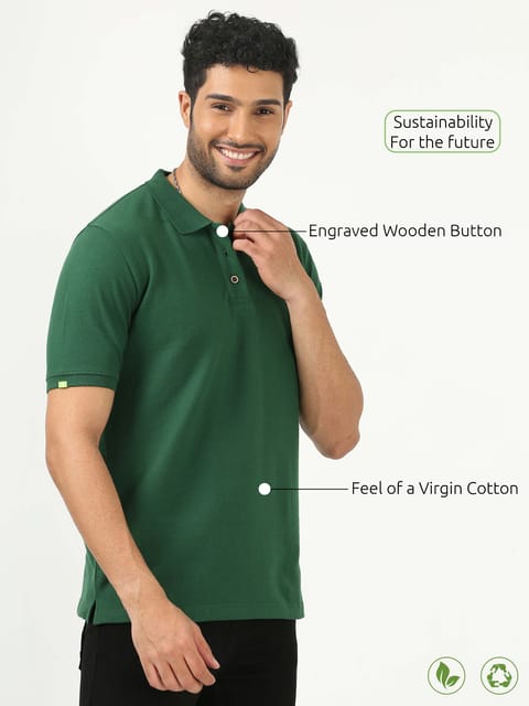 Sustainable Polo T-shirt - Forest Green