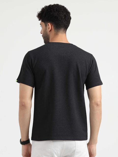 Caslay Sustainable - Charcoal Melange Crew Neck Solid T-Shirt