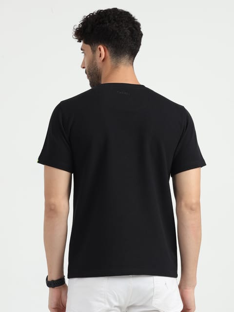 Caslay Sustainable - Sweat Tee - Black Crew Neck Solid T-Shirt