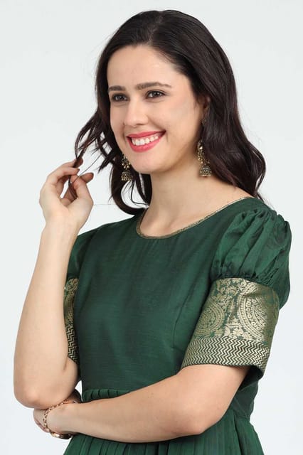 Veera Cotton Silky Long Galli Womens Tops Green