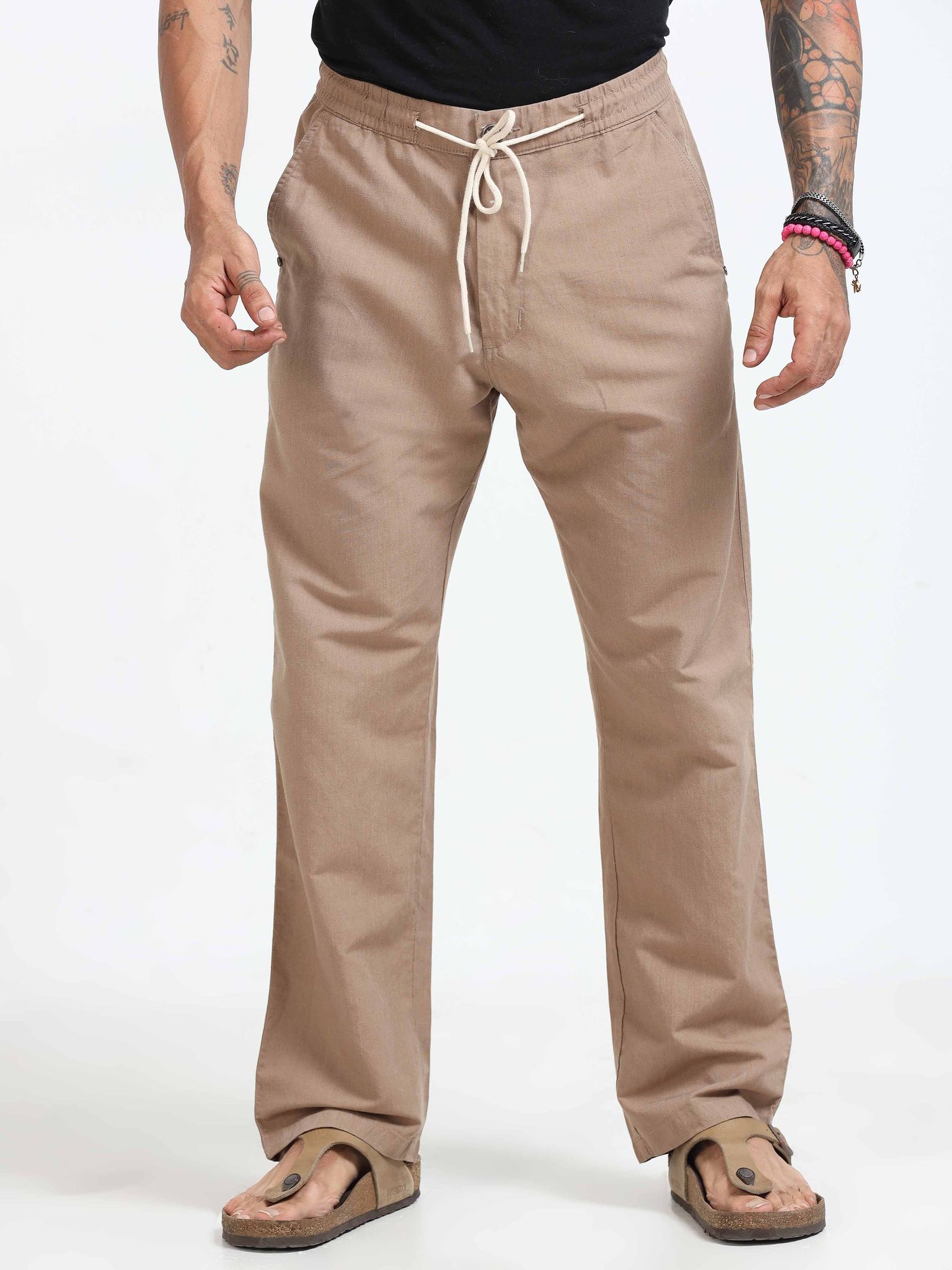 BreezeFlex Comfort Linen Trouser In Brown