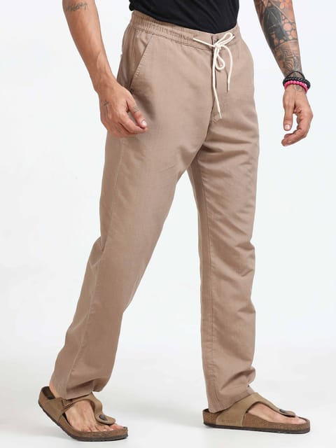 BreezeFlex Comfort Linen Trouser In Brown