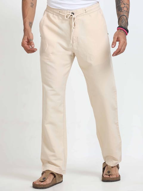 BreezeFlex Comfort Linen Trouser In Cream