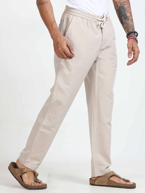 BreezeFlex Comfort Linen Trouser In Light Grey