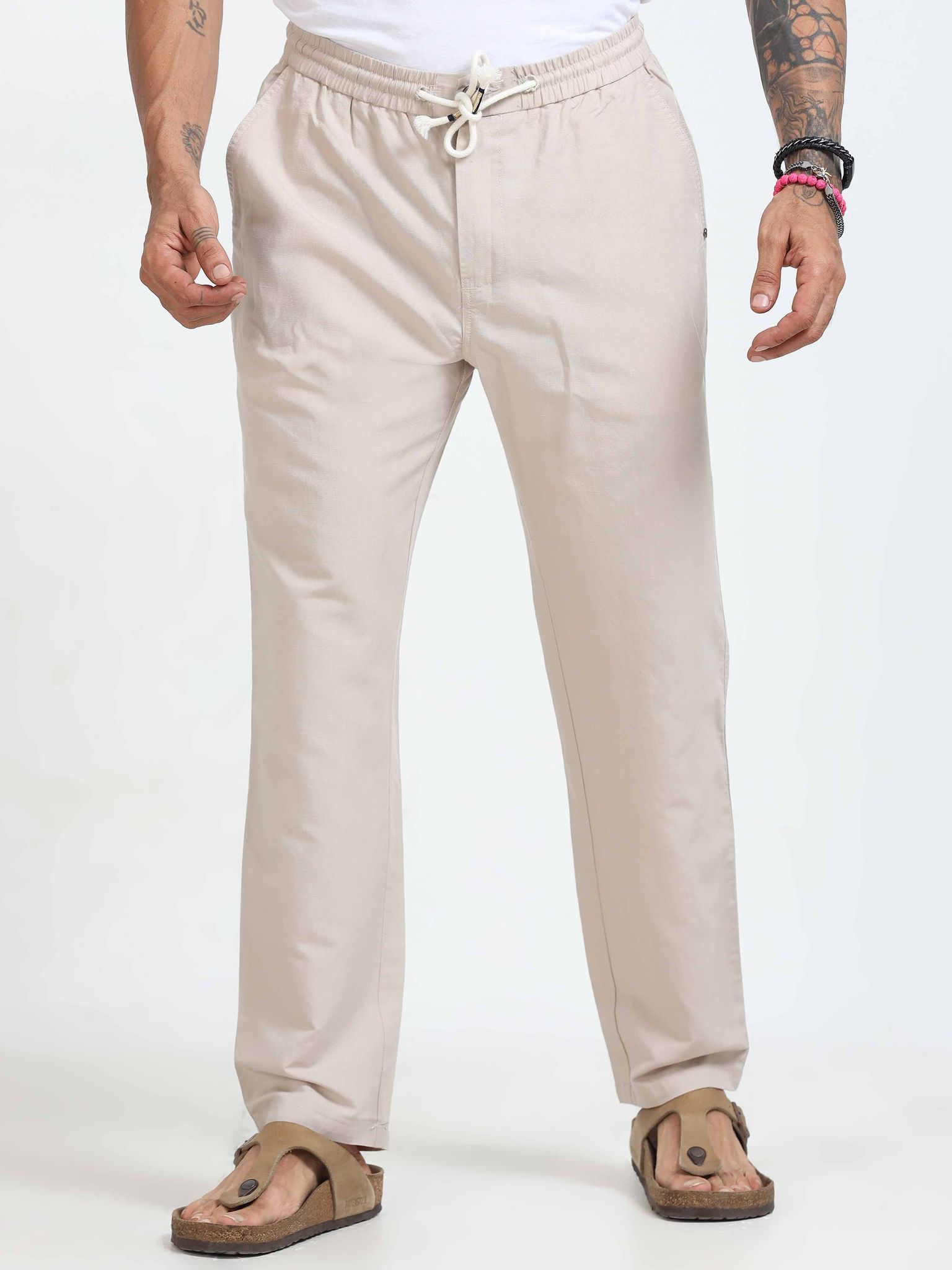 BreezeFlex Comfort Linen Trouser In Light Grey