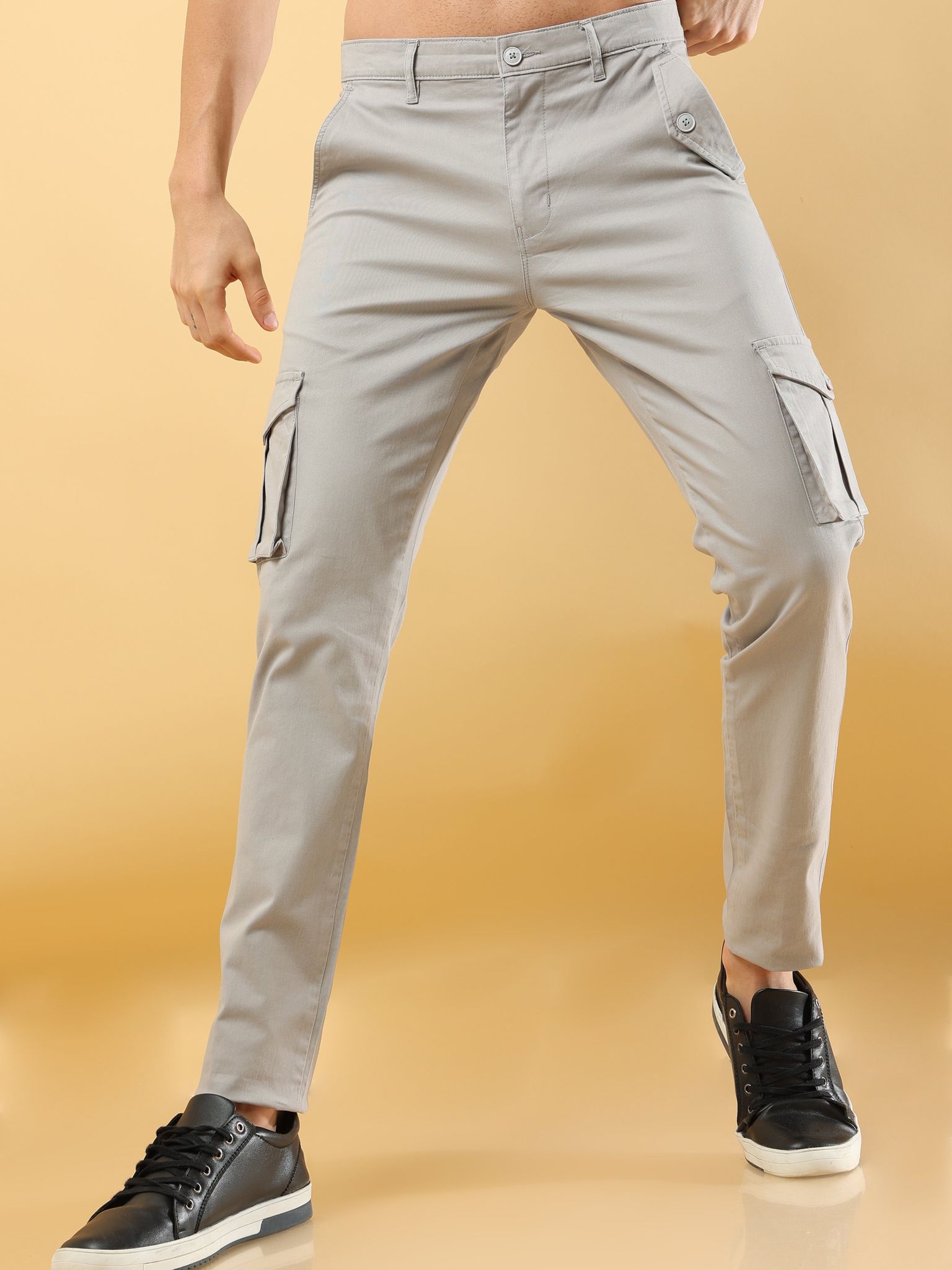 Slim Fit Light Grey Cargo Trouser