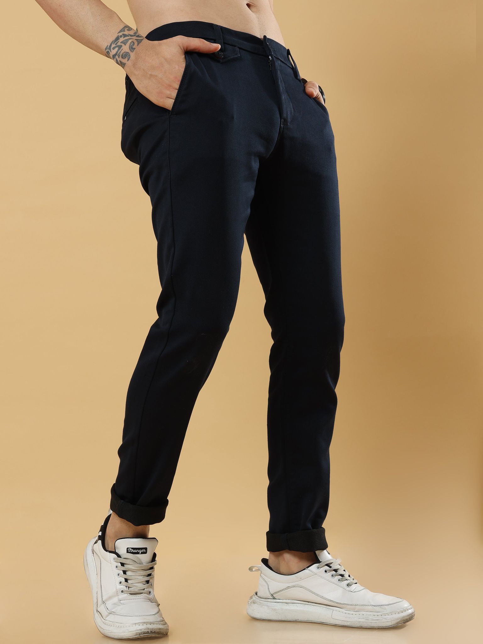 Double Cloth Navy Blue Cotton Trouser