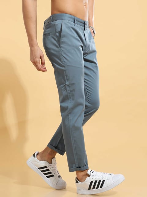 Fine Cotton Twill Blue Trouser