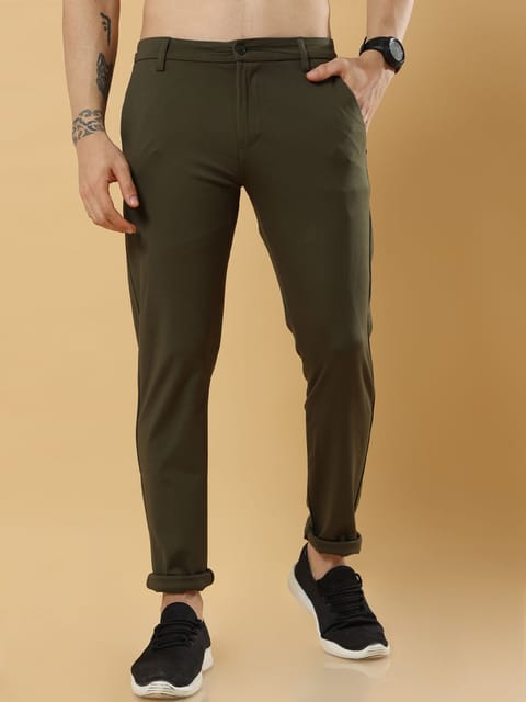 Tencel Stretchable Dark Olive Trousers