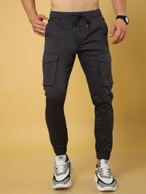 Authentic Dark Grey Cargo Cotton Joggers