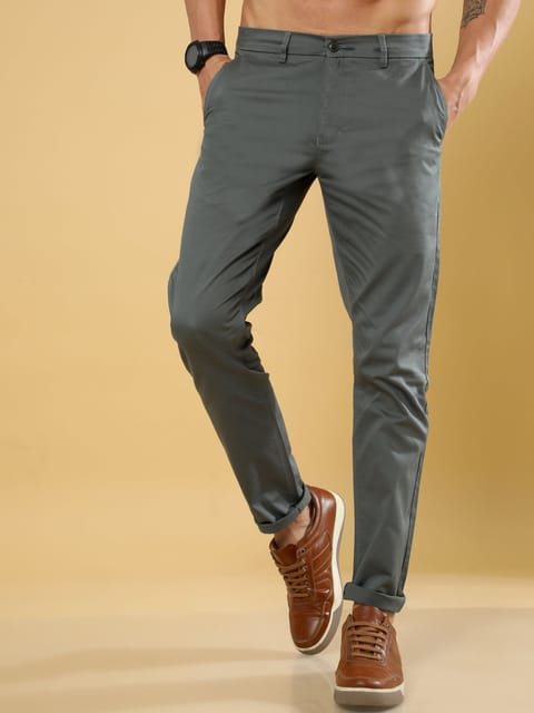 Cotton Dobby Grey Lycra Chino