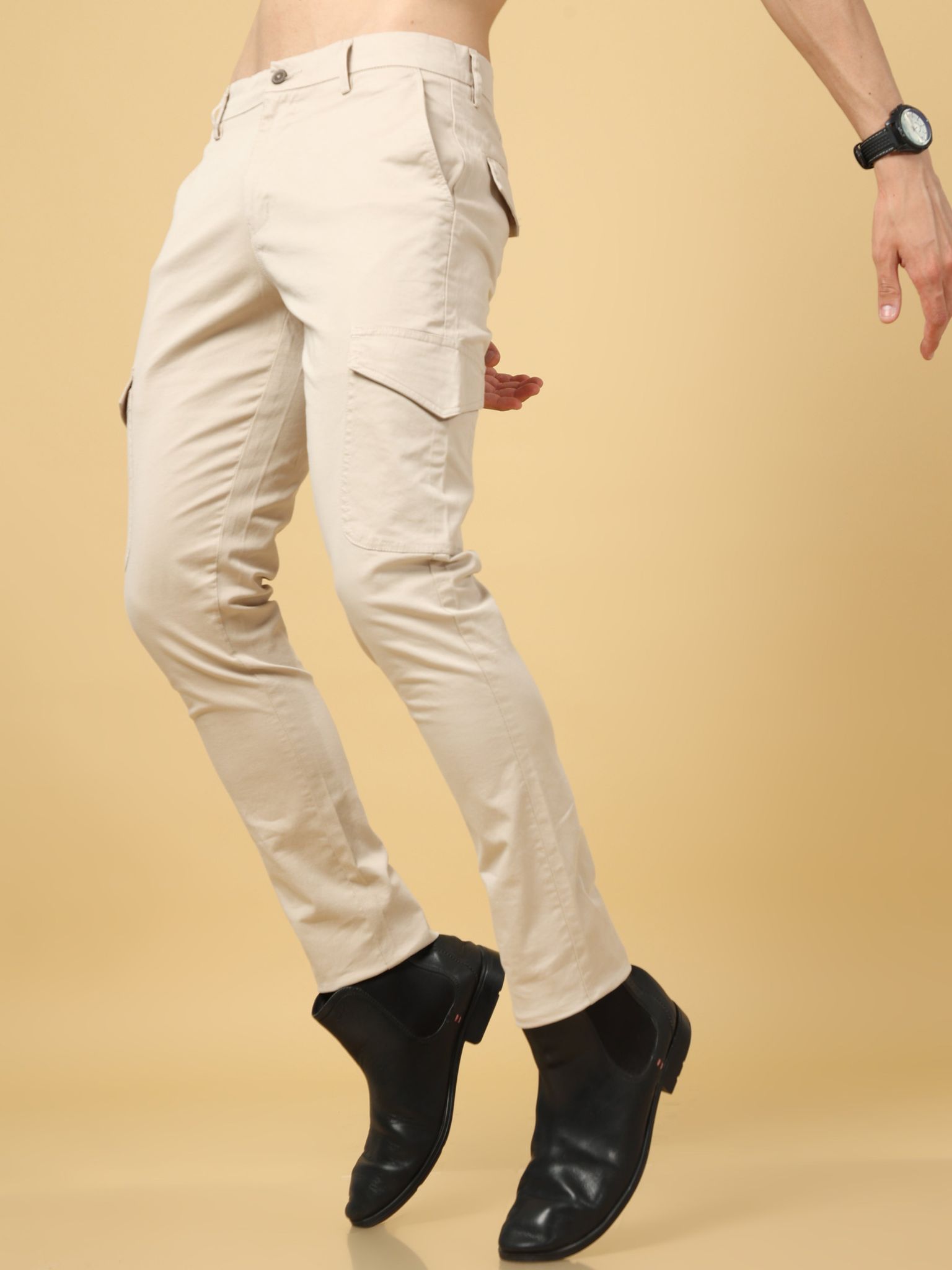 Basic Beige Slim Fit Cargo