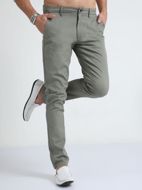 Box Dobby Olive Cotton Chino