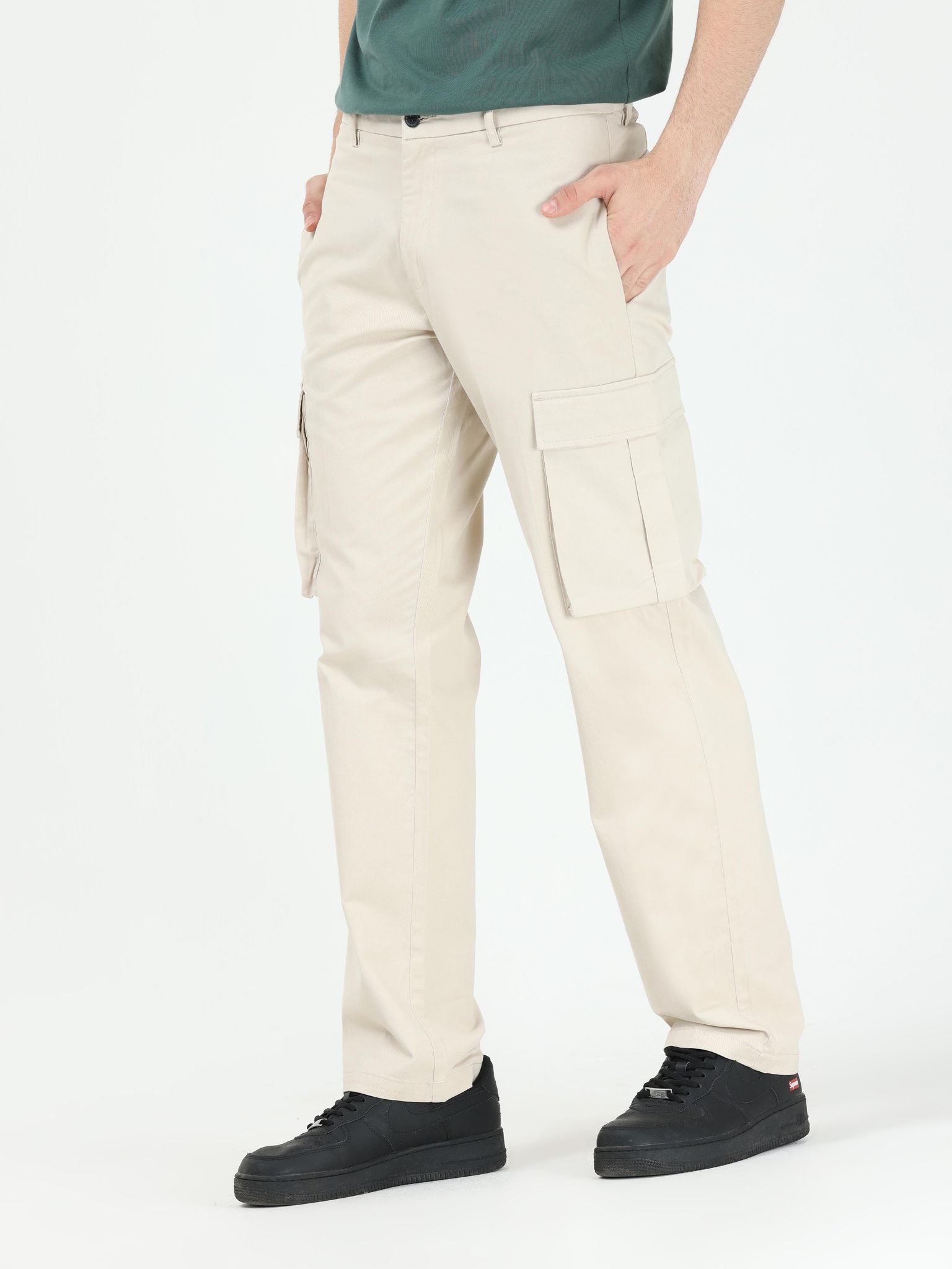 Finest Twill Cream Baggy Fit Cargo