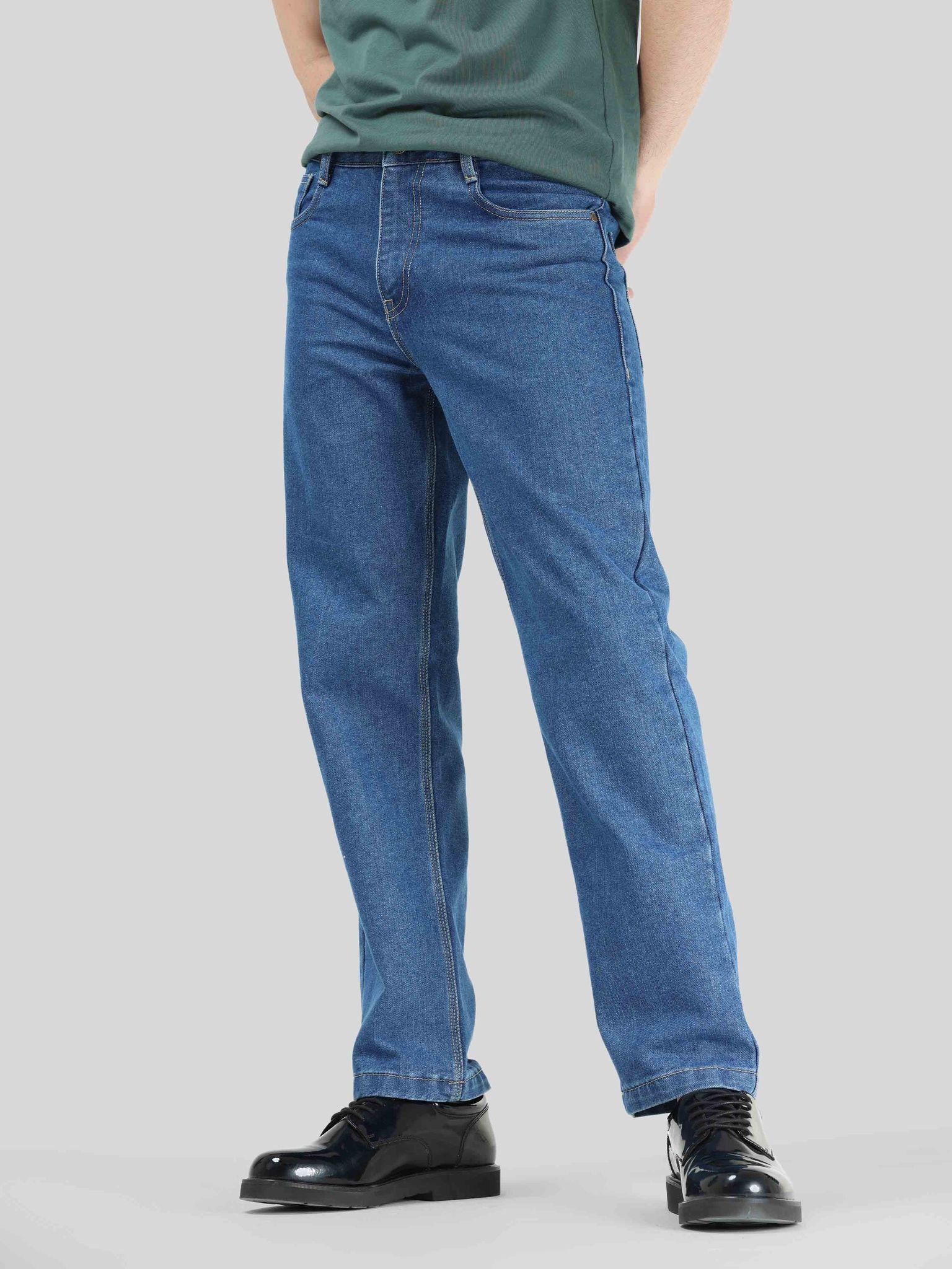 Mid Blue Bayoux Relaxed Fit Denim