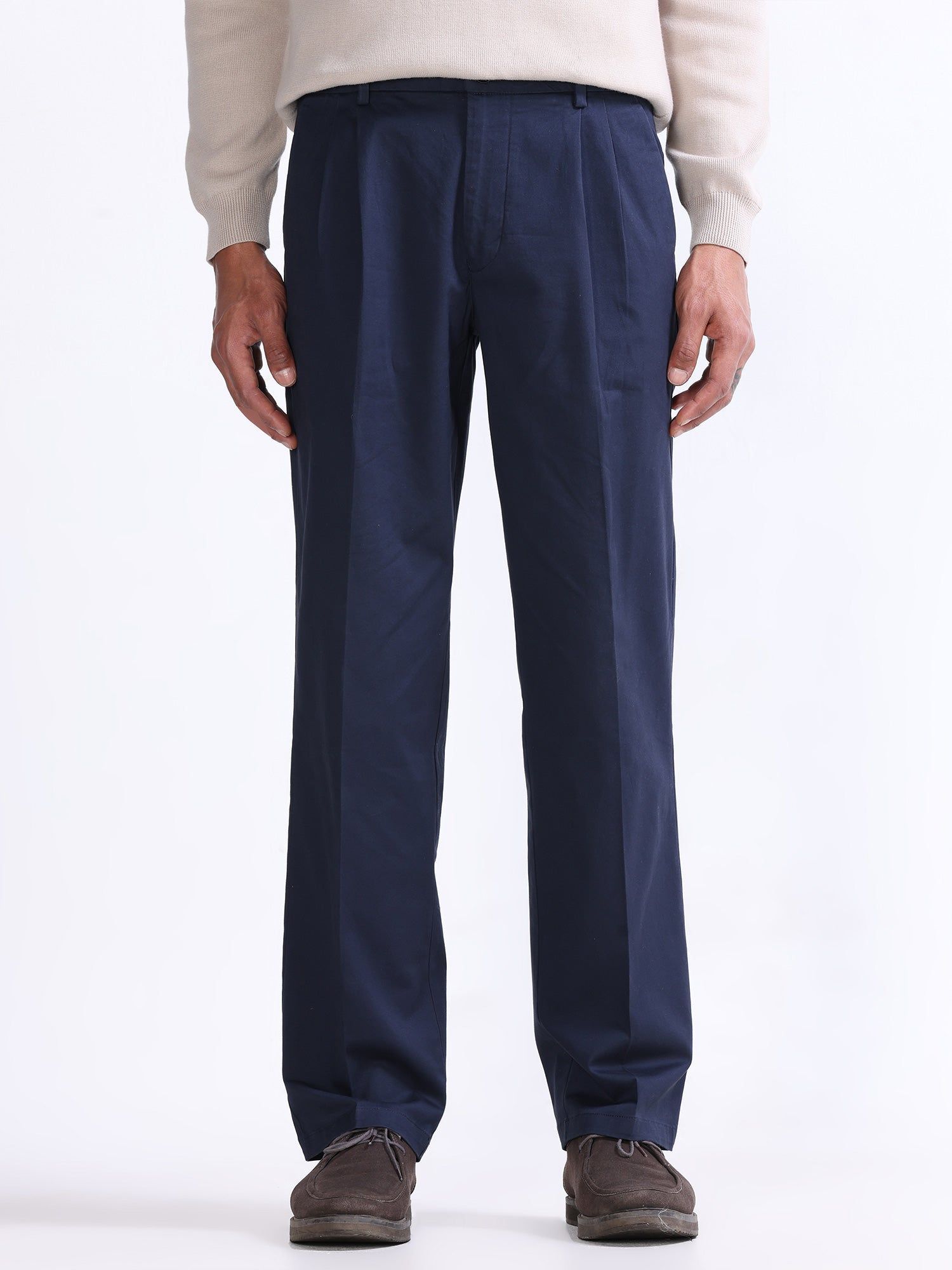 Duca Double Pleated Navy Relaxed Pant