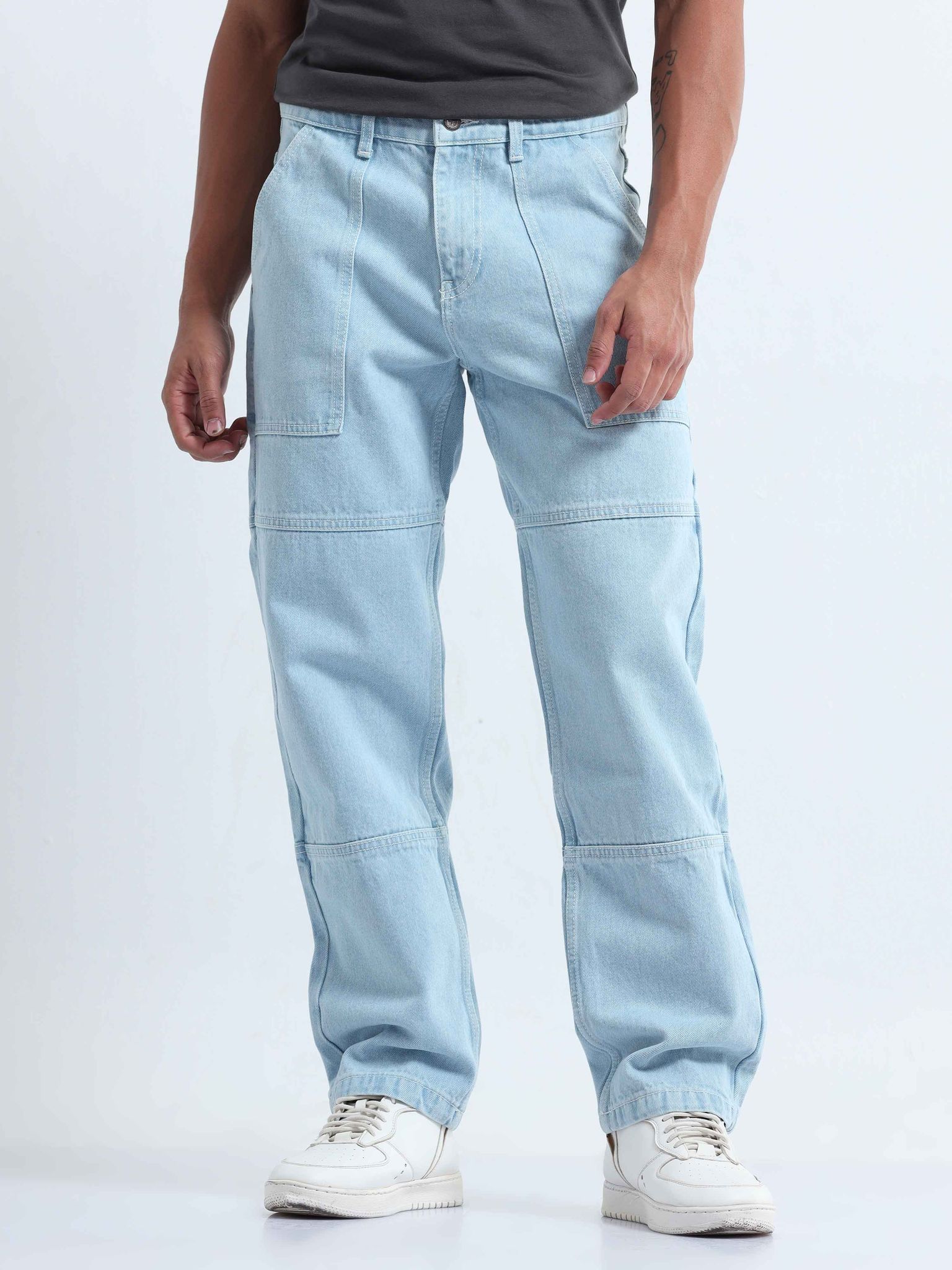 Contrast Relaxed Light Blue Denim