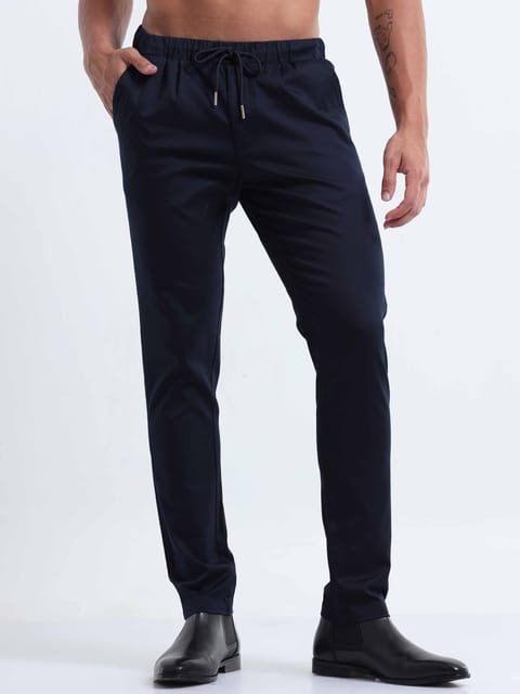 Rich Cotton Navy Flexi Waist Ankle Pant