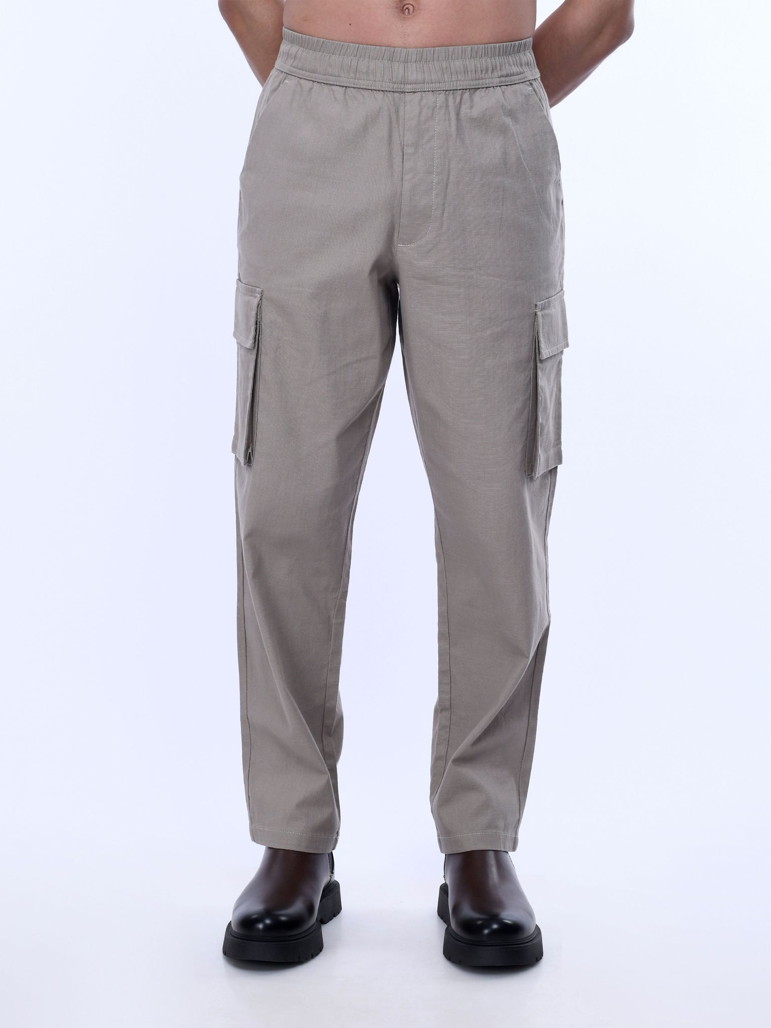 Textured Relaxed Flexiwaist Beige Cargo