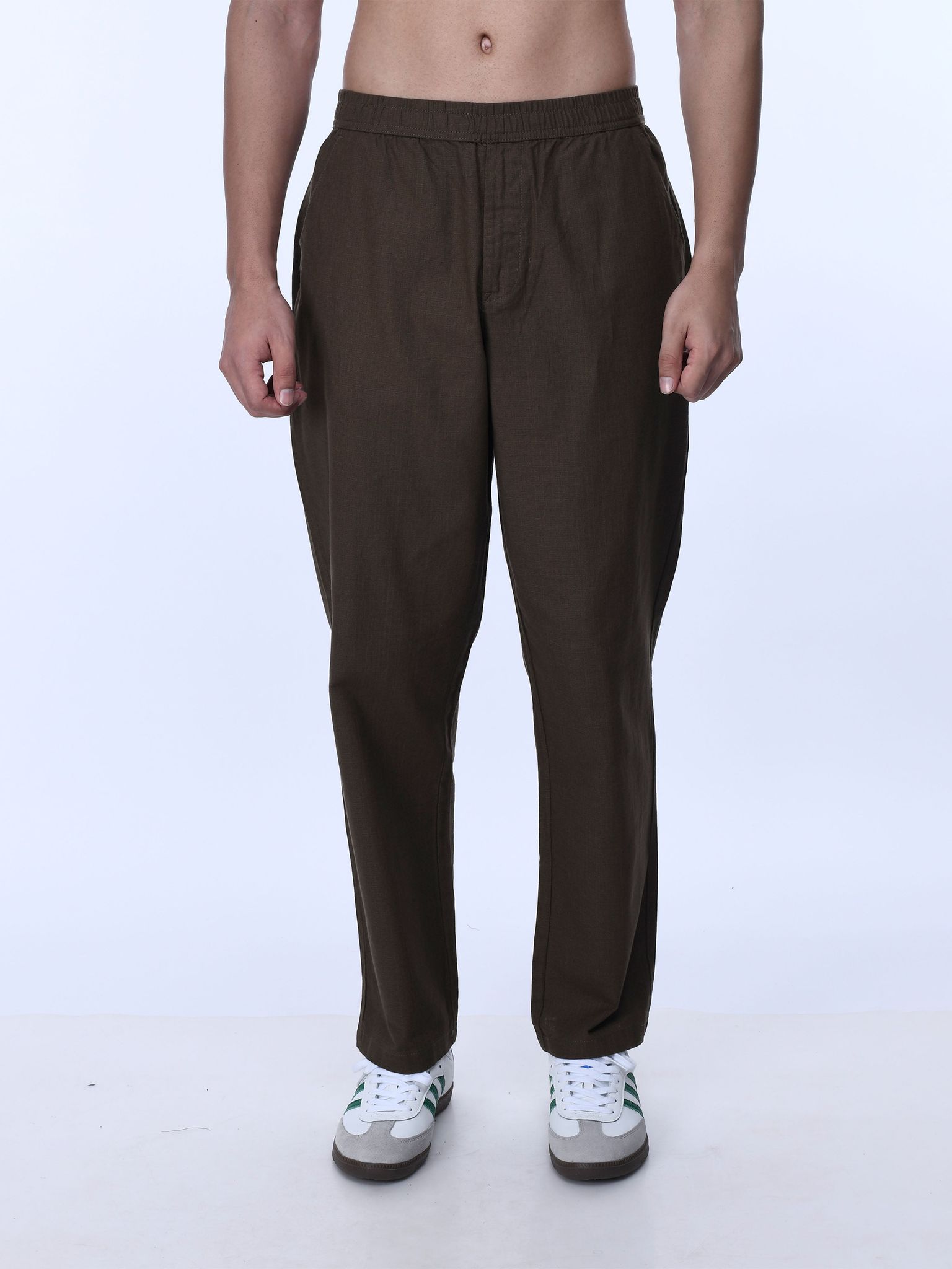 Raw Slub Relaxed Brown Flexiwaist Pants