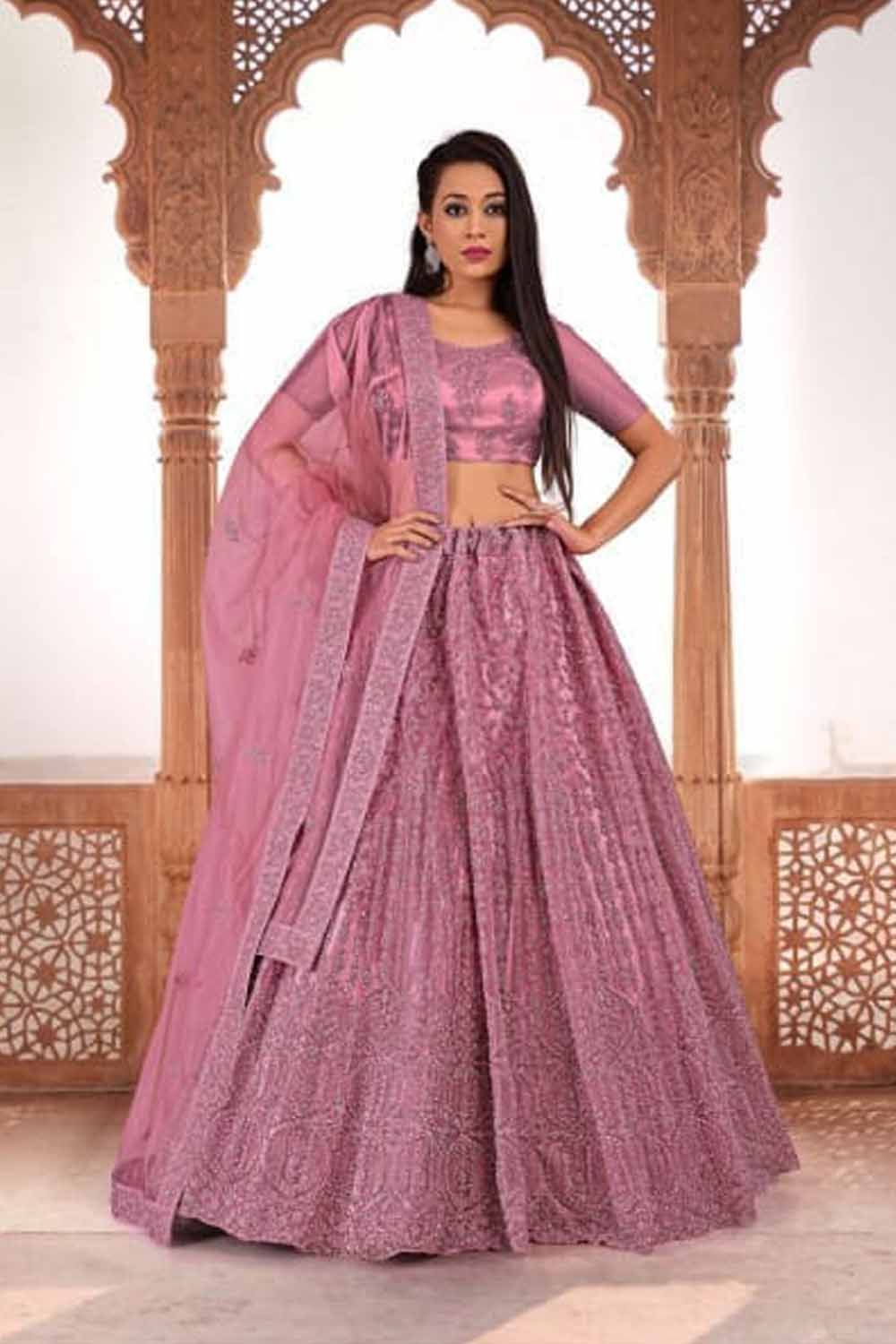 Gajiwala Womens Net Lehenga Purple 8313