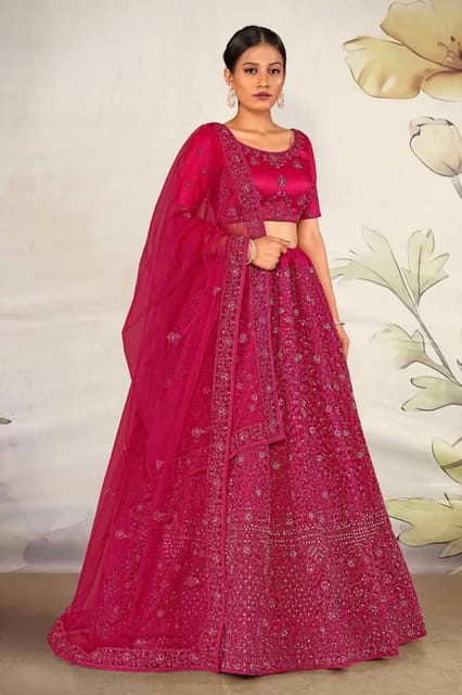 Gajiwala Womens Net Lehenga Pink 8389