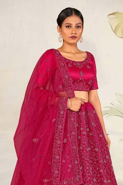 Gajiwala Womens Net Lehenga Pink 8389