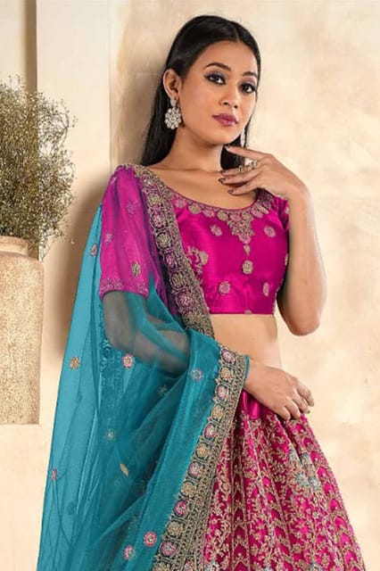 Gajiwala Womens Net Lehenga Pink 8226