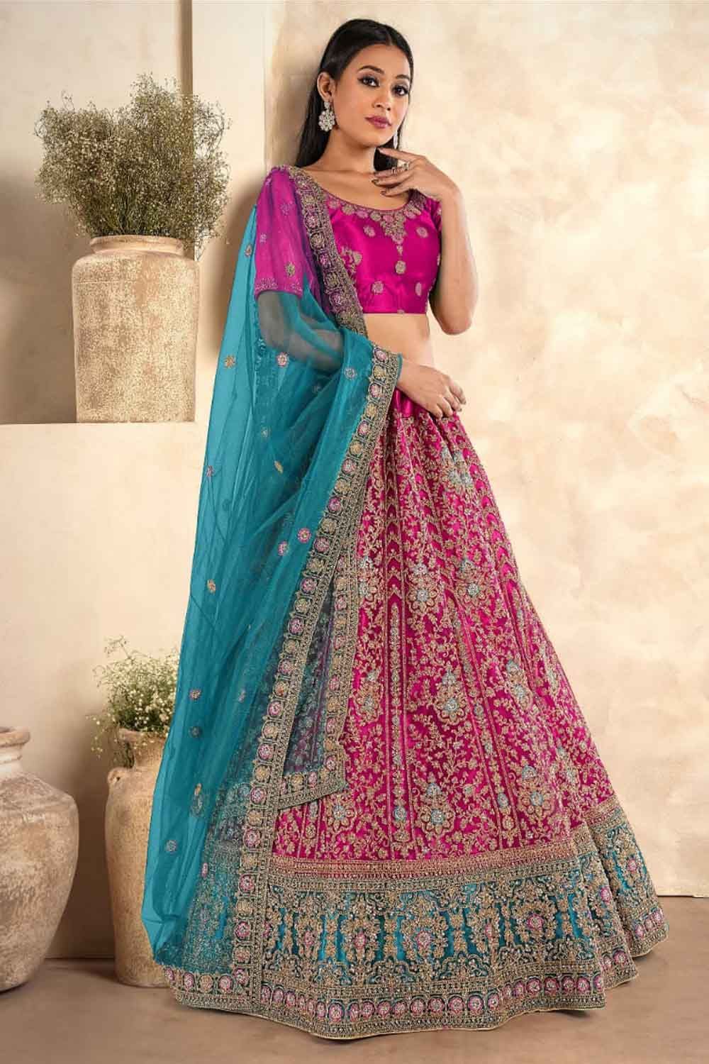 Gajiwala Womens Net Lehenga Pink 8226