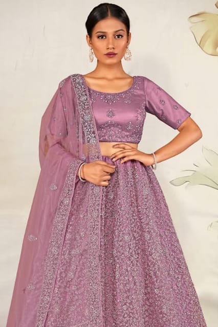 Gajiwala Womens Net Lehenga Purple 8389