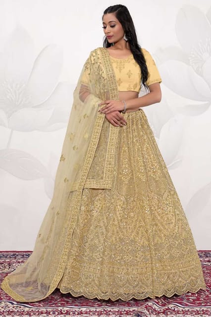 Gajiwala Womens Net Lehenga Yellow 8422