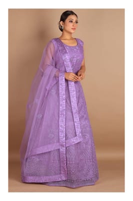 Gajiwala Womens Long Frock With Dupatta Purple 21290