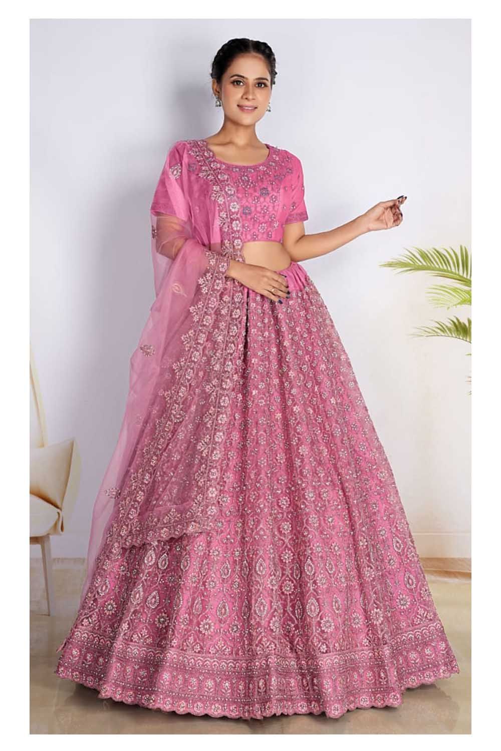 Gajiwala Womens Net Lehenga Pink 8148