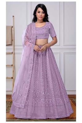 Gajiwala Womens Net Lehenga Purple 8103