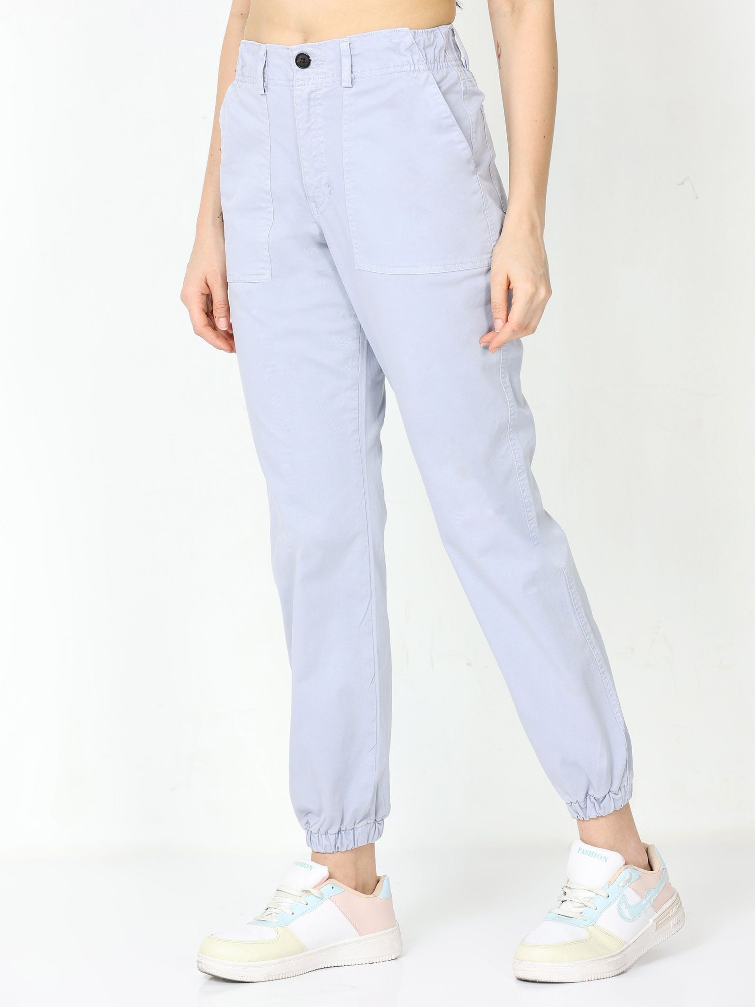 Women Vintage Blue Stone Jogger Pants