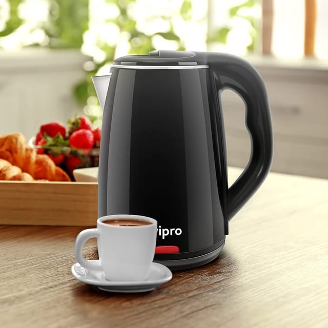 Wipro Elato 1.8 Litre Cool Touch Electric Kettle With Auto Cut Off|Double Layer Outer Body|Triple Protection-Dry Boil,Steam&Over Heat|Stainless Steel Inner Body|(Black,1500 Watt)1.8 Liter,1500 Watt