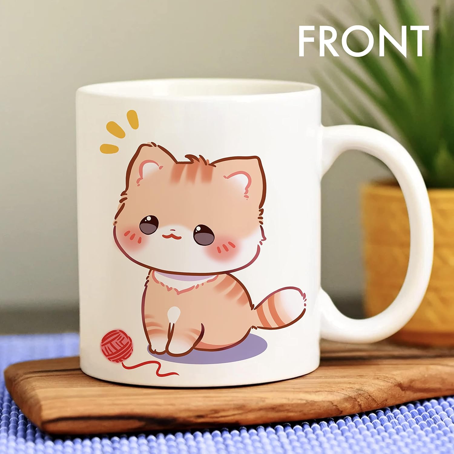 PureArtz Cute Cat White Ceramic 325ml Coffee Mug