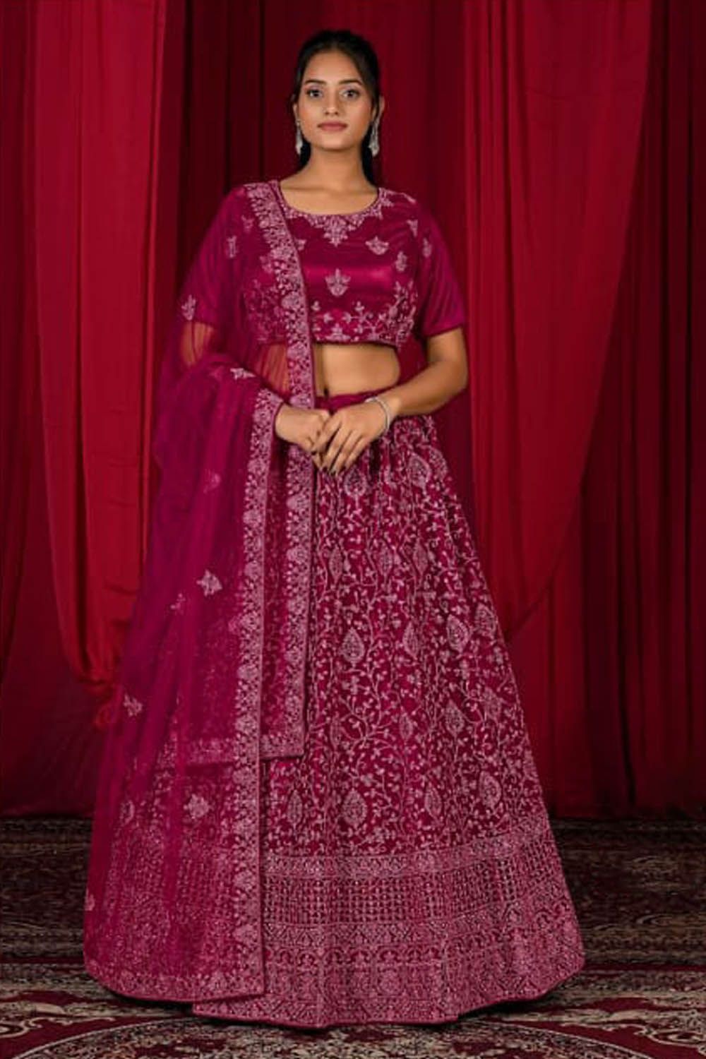 Gajiwala Womens Net Lehenga Rani-8958